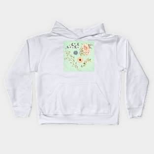 pastel spring flowers and butterflies painting Kids Hoodie